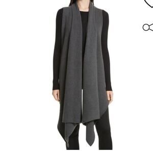 BROCHU WALKER SORIN MERINO WOOL BLEND WRAP VEST IN SHALE MELANGE Gray XS